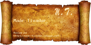 Maár Tivadar névjegykártya